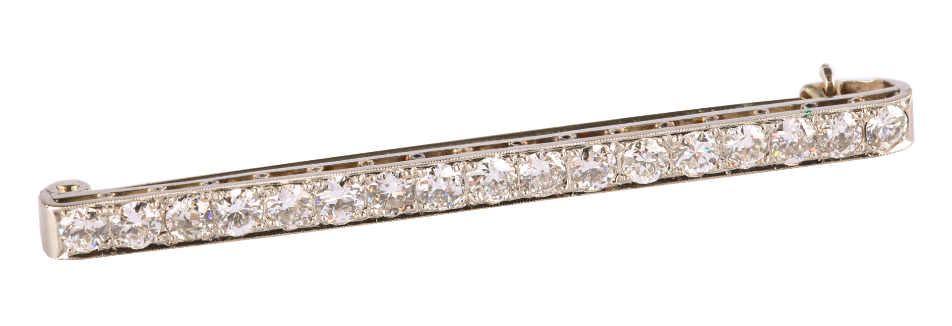 Appraisal: A Diamond Bar Pin in White Gold K white gold