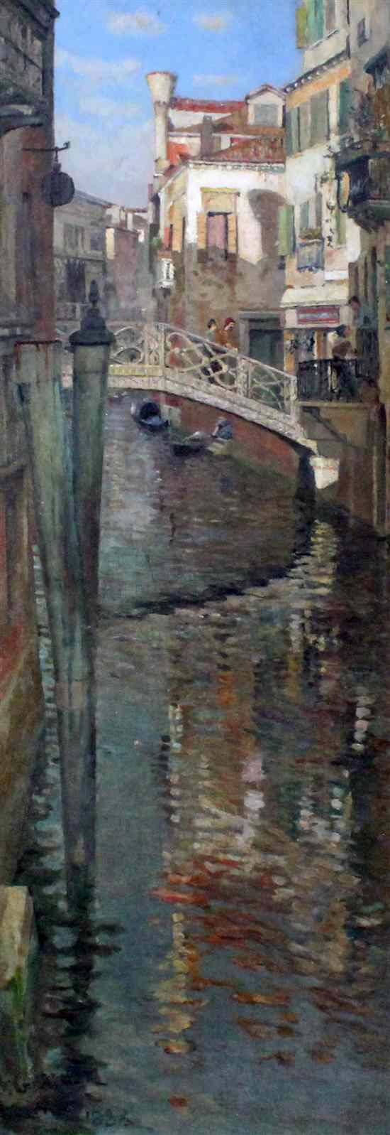 Appraisal: William Graham - oil on canvas Canal view 'Ponte and