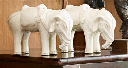 Appraisal: Pair of Chinese white glazed elephant modelsqing dynasty