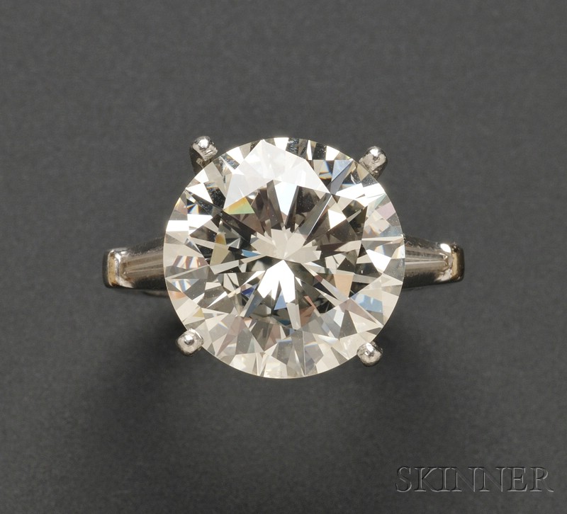 Appraisal: Platinum and Diamond Solitaire prong-set with a full-cut diamond weighing