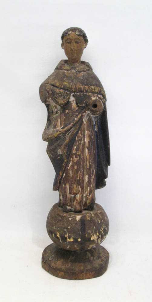 Appraisal: CARVED AND PAINTED WOOD SANTOS of a standing male figure