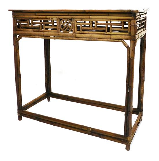 Appraisal: ASIAN th C Chinese Export bamboo console table oblong wooden