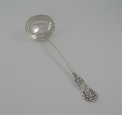 Appraisal: A Victorian Queens pattern soup ladle single struck with shoulders