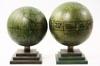 Appraisal: PAIR MASONIC GLOBES - Painted Solid Wood Globes that topped