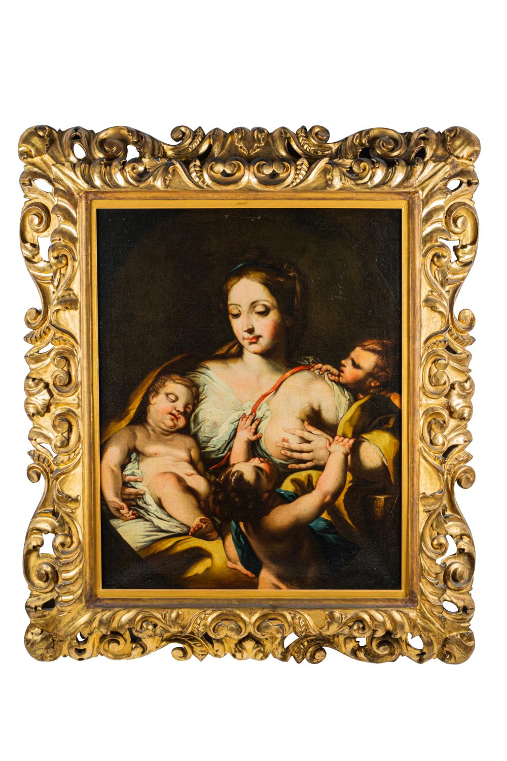 Appraisal: MADONNA CHRIST CHILDoil on canvas relined in elaborate gilt and