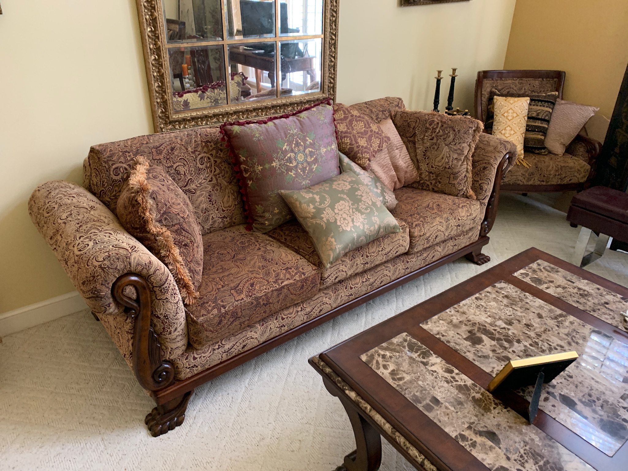 Appraisal: CARVED SOFA AND CHAIRS Estate of Dr Peter J Fischinger