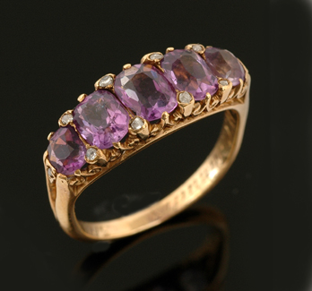 Appraisal: A late Edwardian amethyst and diamond ring Circa The five