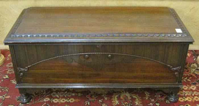 Appraisal: WALNUT VENEERED CEDAR BLANKET CHEST Lane Company Altavista Virginia style