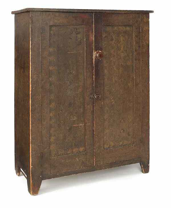 Appraisal: Pennsylvania painted poplar jelly cupboard mid th c retaining its