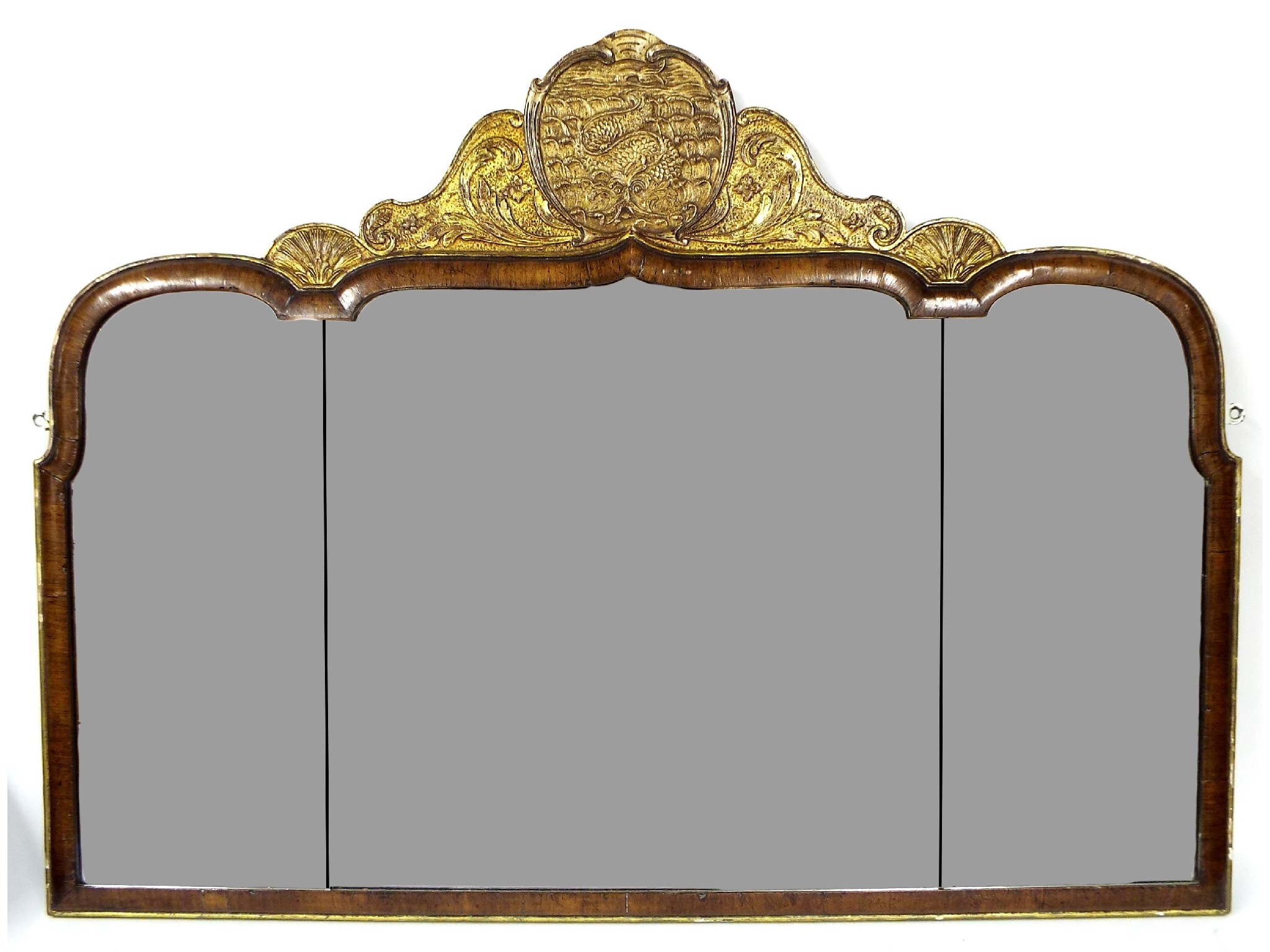 Appraisal: Attractive serpentine overmantel mirror mounted with gilt chinoiserie decoration wide