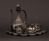 Appraisal: A Signed Pairpoint Pewter Tea Set Arts and crafts style