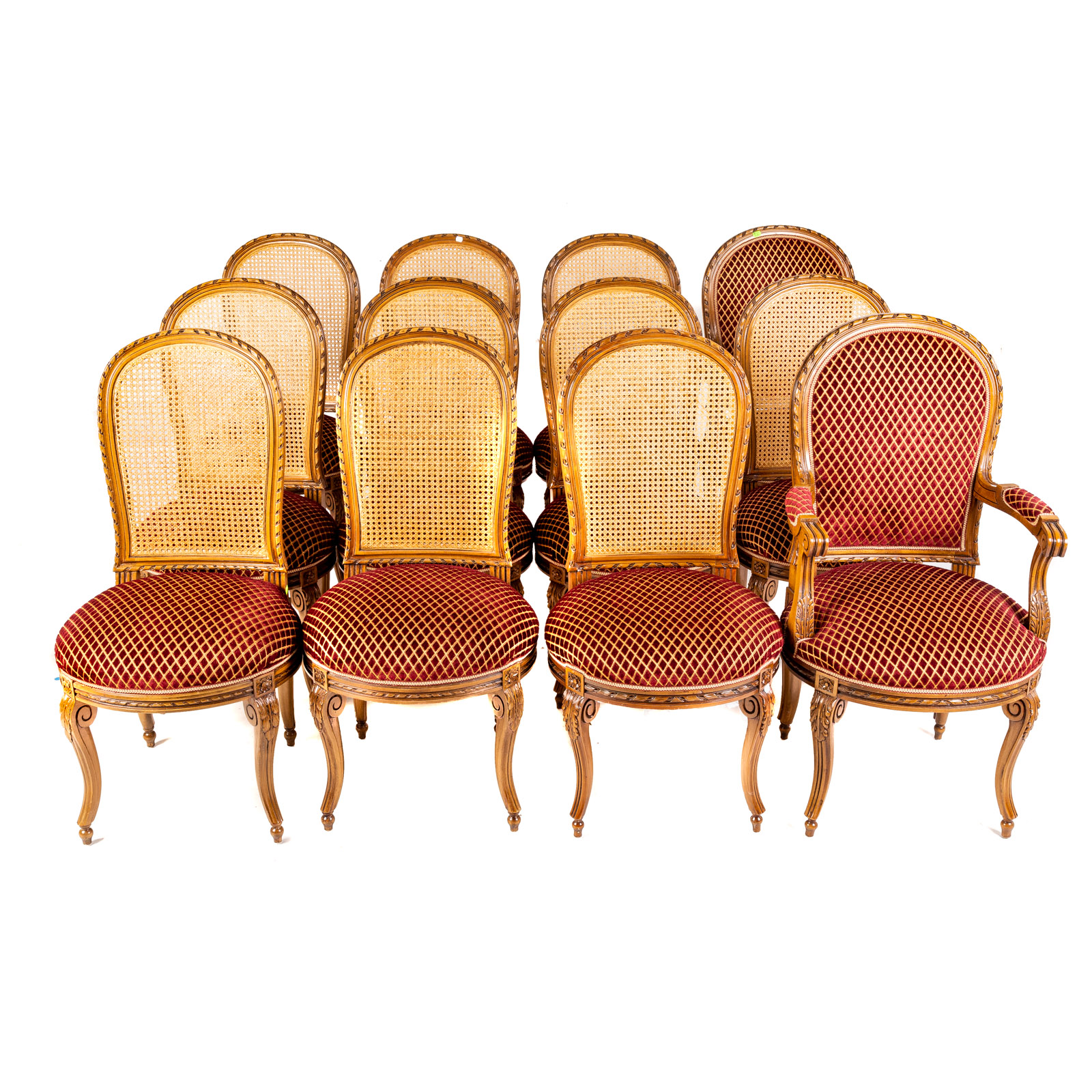 Appraisal: SET OF LOUIS XV STYLE CANE BACK DINING CHAIRS th