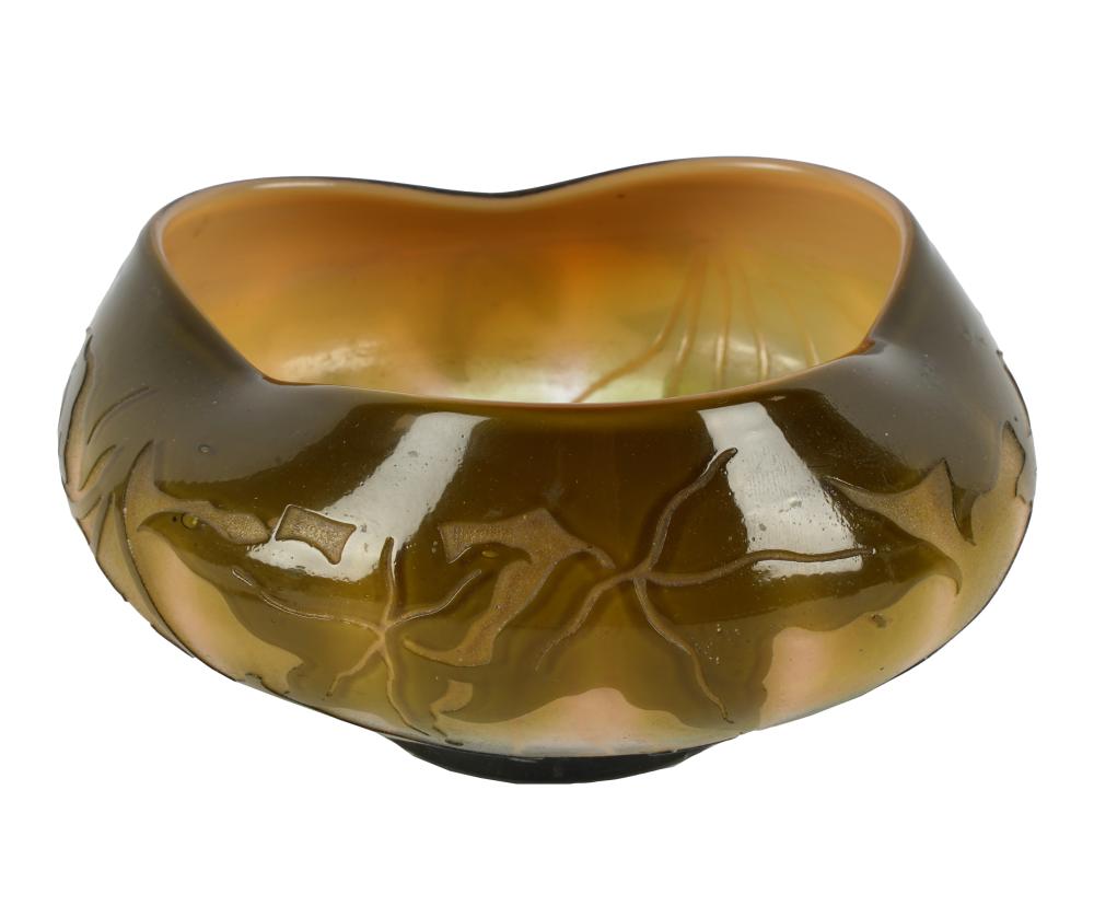 Appraisal: GALLE-STYLE GLASS BOWLsigned to body Galle inches diameter inches high