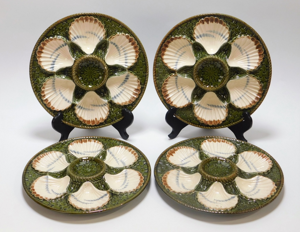 Appraisal: PC LONGCHAMP FRENCH MAJOLICA OYSTER PLATES France th CenturyIncludes four