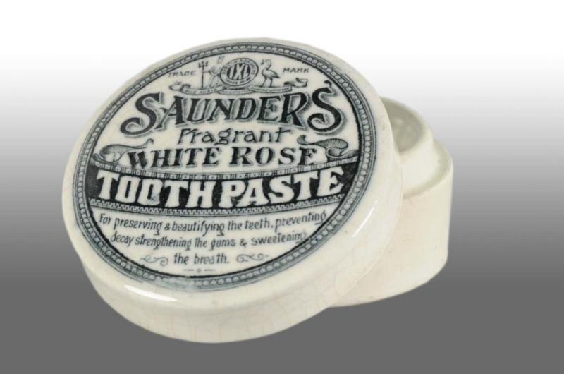 Appraisal: Circular Saunder's Toothpaste Pot Lid Description Minor chips Condition Excellnet