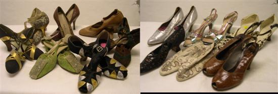 Appraisal: Shoes a collection of 's woman's shoes including alligator silver