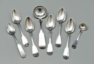 Appraisal: American coin silver flatware set of teaspoons W Adams ladle