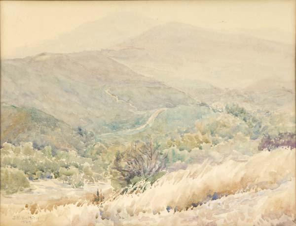 Appraisal: J N WATSON Watercolor of a western landscape in pastel