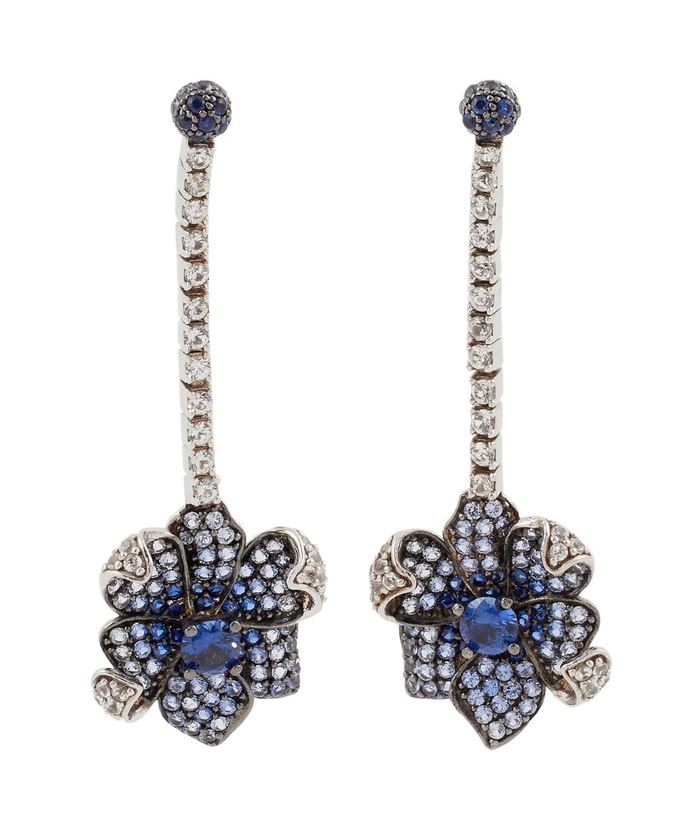 Appraisal: PAIR OF SUZY LEVIAN STERLING SILVER AND SAPPHIRE EARRINGS APPROX