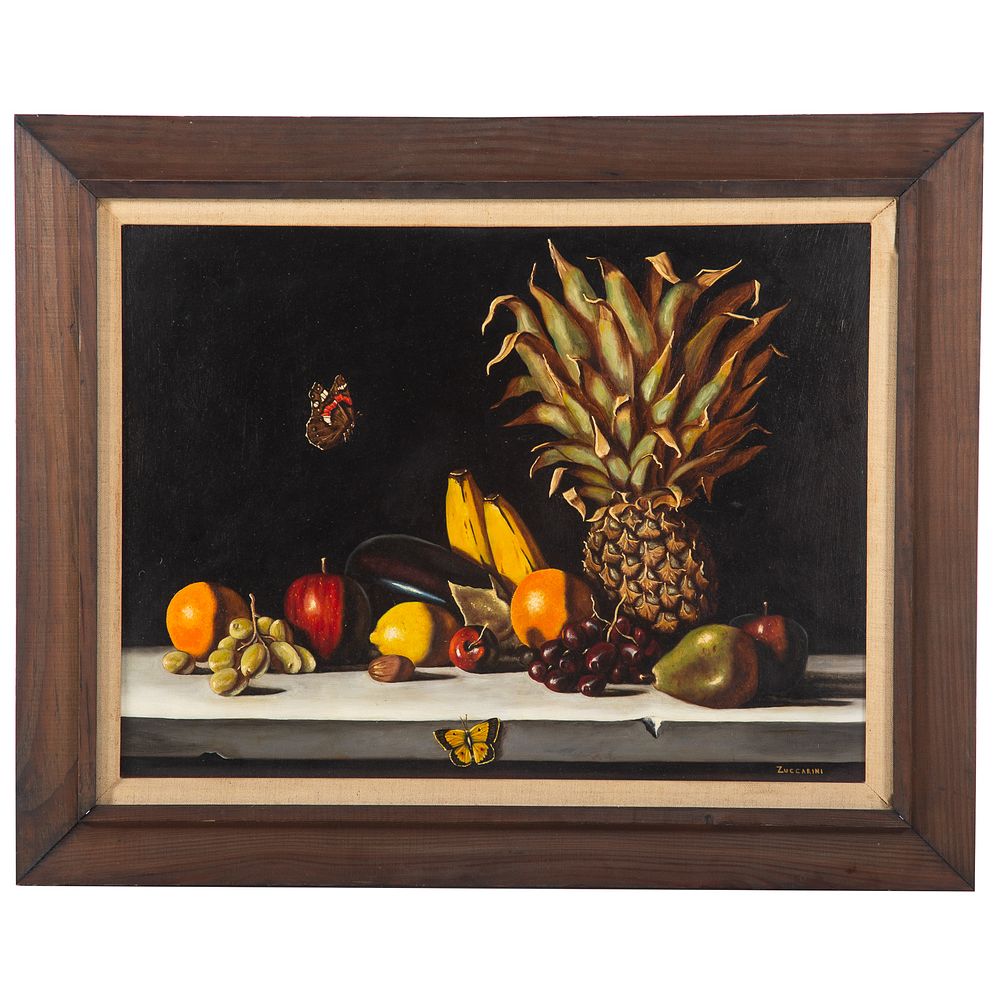 Appraisal: David Zuccarini Tabletop Still Life Oil on Panel American b