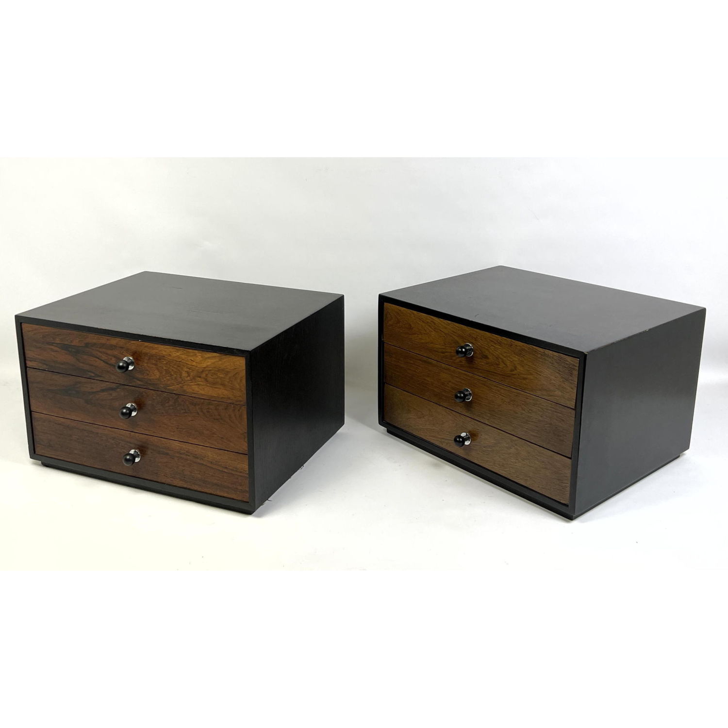 Appraisal: Pair HARVEY PROBBER Chests Tabletop Mid Century Modern Black Lacquer