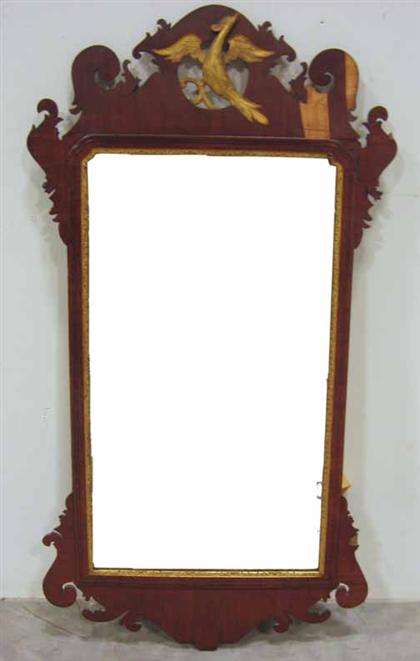 Appraisal: Mahogany and gilt fret carved mirror H in W in