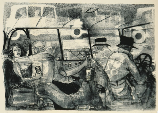 Appraisal: Warrington Colescott American b Getaway Car and Go Go Go