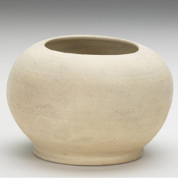 Appraisal: GEORGE OHR Bisque-fired squat vessel made at the Louisiana Purchase