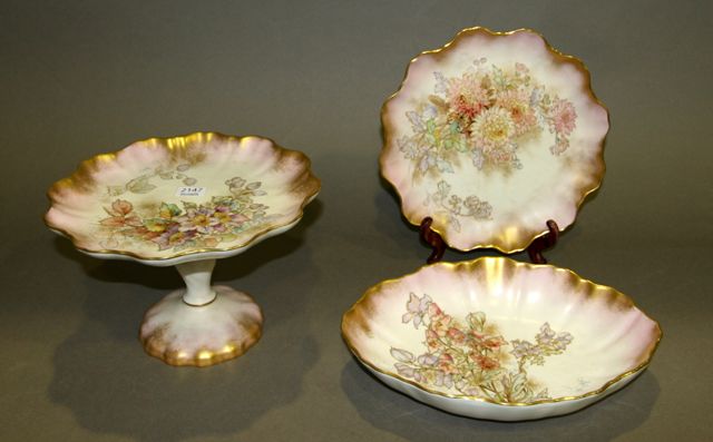 Appraisal: A Doulton Burslem fruit service painted with spring flowers comprising