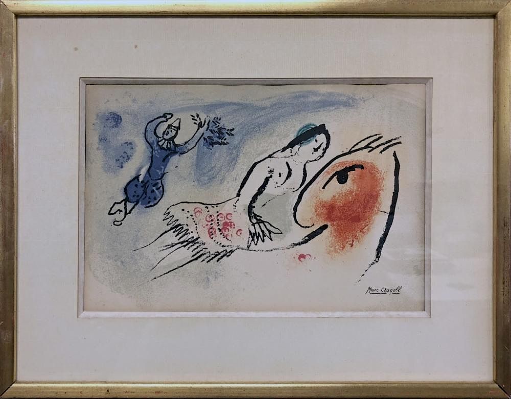 Appraisal: Marc Chagall Signed Lithograph Carte de Voeux Marc Chagall New