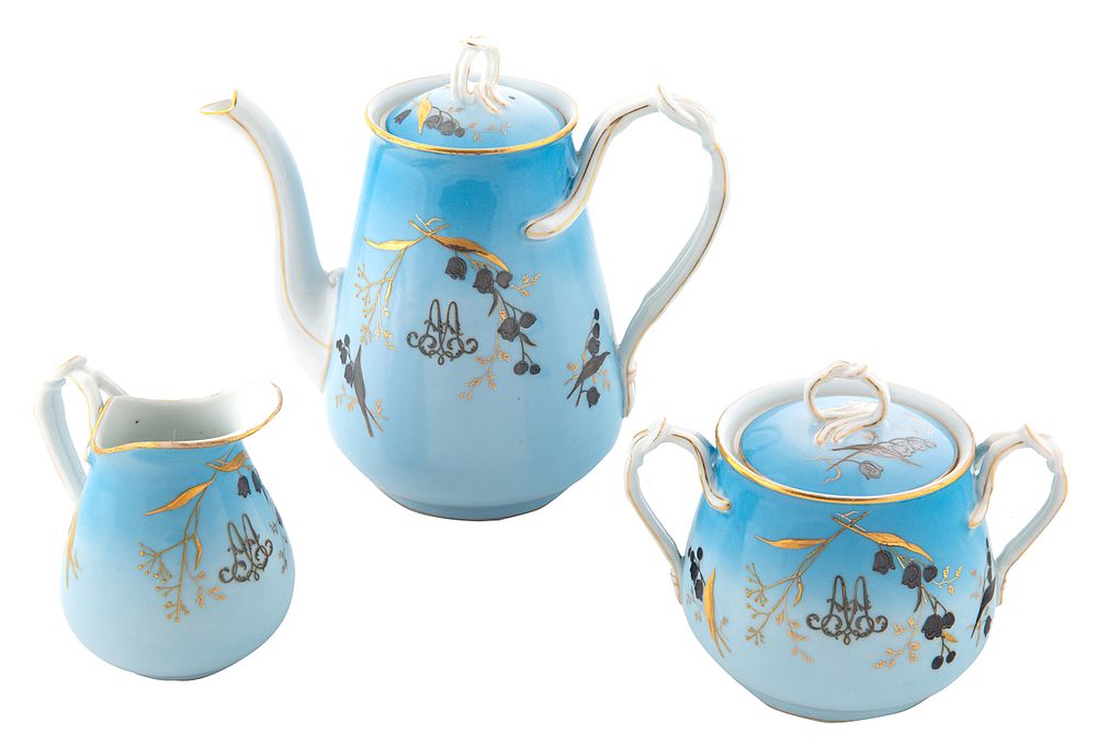 Appraisal: A RUSSIAN THREE-PIECE COFFEE PORCELAIN SERVICE GARDNER PORCELAIN FACTORY VERBILKI