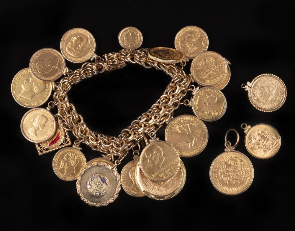 Appraisal: Chris Owens' Gold Coin Bracelet kt yellow gold bracelet with