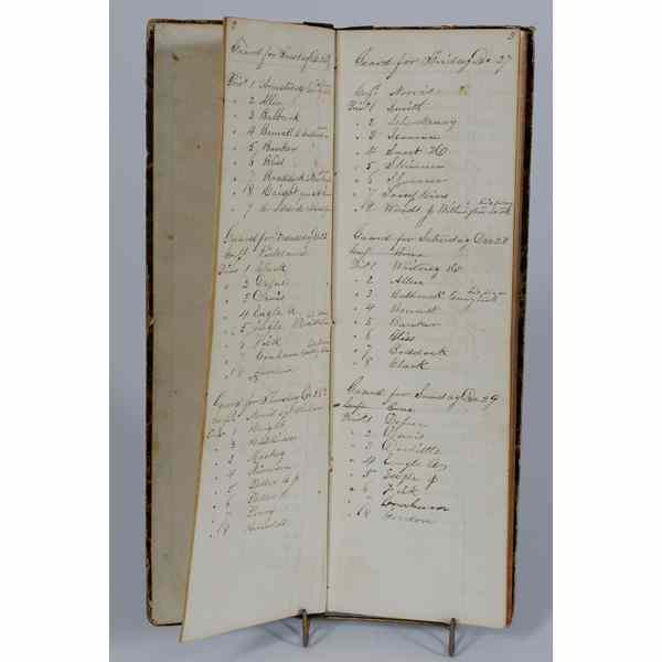 Appraisal: Civil War Military Assignment Ledger for Guard Duties - Military