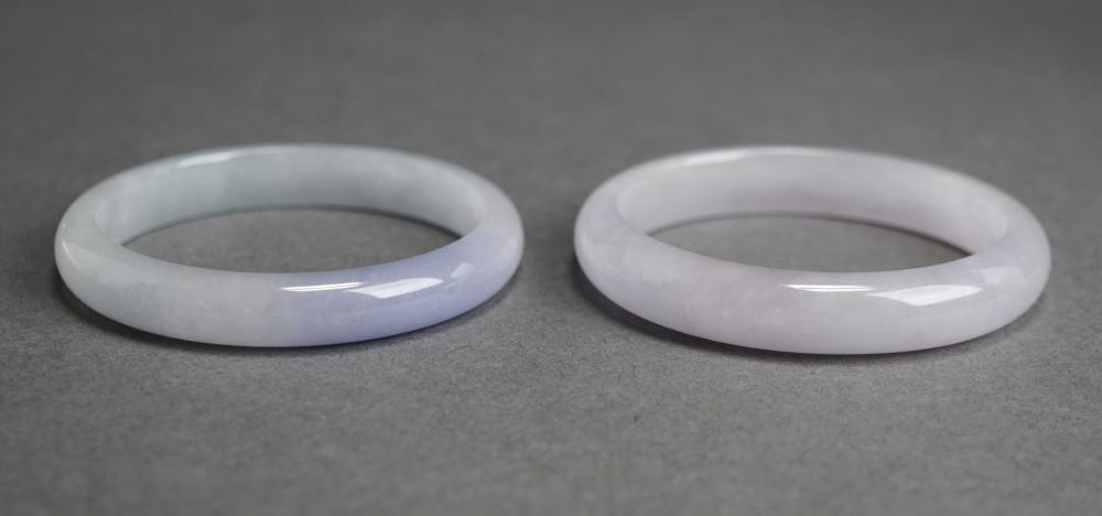 Appraisal: Pair of Lavender Jade Bangle Bracelets L approx in