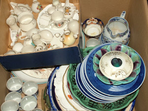 Appraisal: A selection of china to include crested wares a sponge