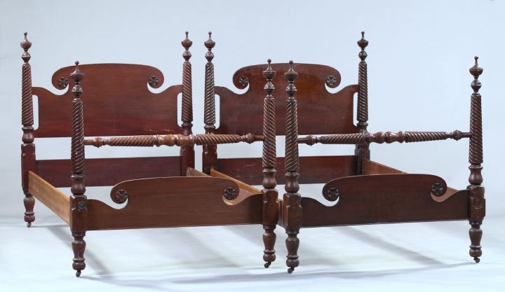 Appraisal: Pair of American Late Classical-Style Mahogany Twin Beds early th