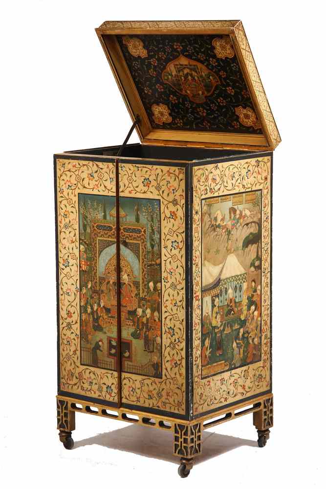 Appraisal: PERSIAN DECORATED GRAMOPHONE CABINET - Circa Gramophone Cabinet in Original