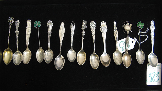 Appraisal: STERLING SILVER SOUVENIR FRIENDSHIP SPOONS pieces includes souvenir spoons such