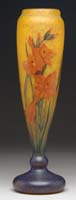 Appraisal: A DELATTE CAMEO ENAMELED VASE Acid-etched and enamel painted off-red