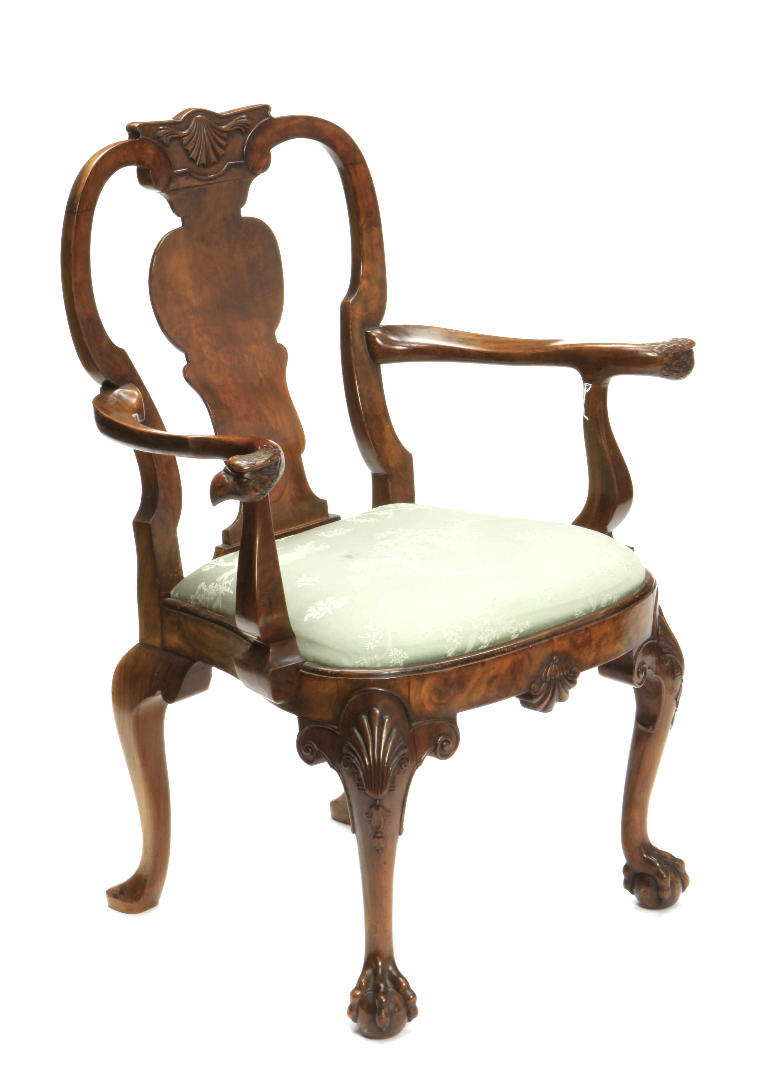 Appraisal: A George I style walnut balloon seat armchair height in