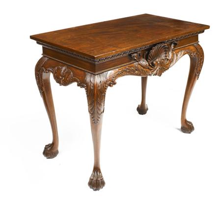 Appraisal: PAIR OF MAHOGANY SIDE TABLES GEORGE II STYLE the rectangular