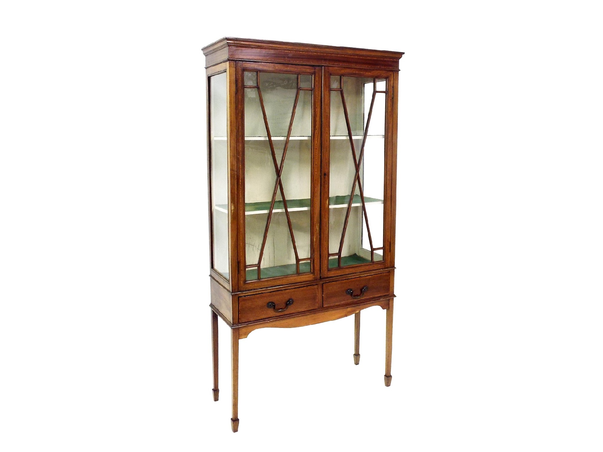 Appraisal: Edwardian mahogany display cabinet the twin glazed doors enclosing a