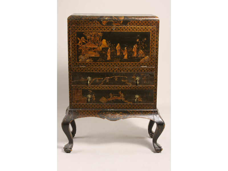 Appraisal: Chinoiserie Fall Front Writing Desk ca rectangular one piece form