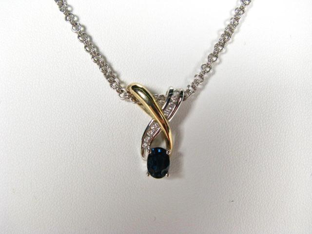 Appraisal: K Two Tone Sapphire and Diamond Pendant