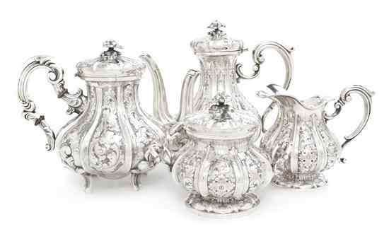 Appraisal: A Continental Silver Tea and Coffee Service comprising a teapot