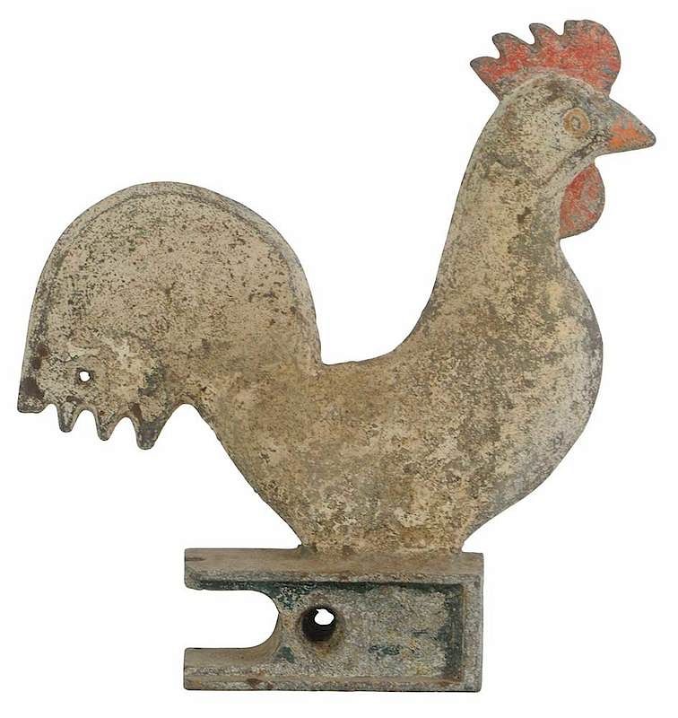 Appraisal: Cast Iron Rooster Windmill Weight American circa old white and