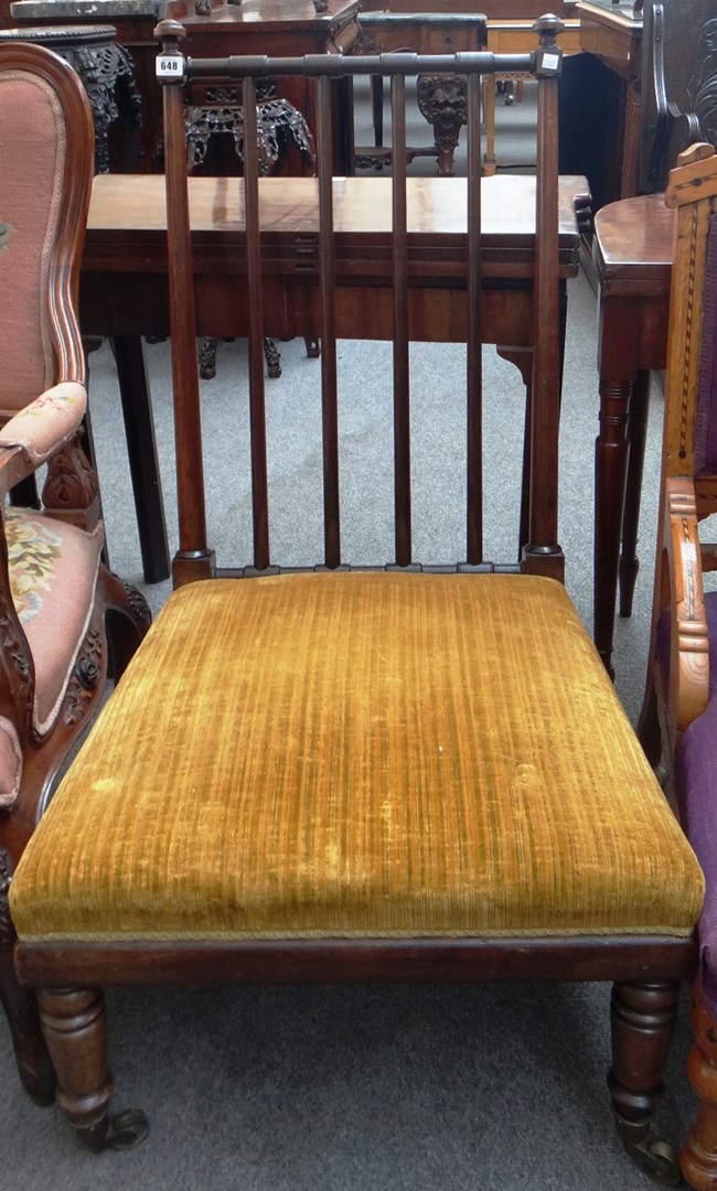 Appraisal: A th century rosewood framed high square back occasional chair