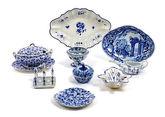 Appraisal: A Group of Blue and White Porcelain Table Articles Width