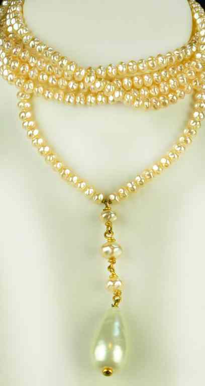 Appraisal: Chanel Never Ending Pearl NecklaceHaving uniform natural faux pearls holding