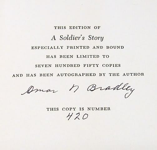 Appraisal: Book titled A Soldier's Story autographed by author Omar Bradley